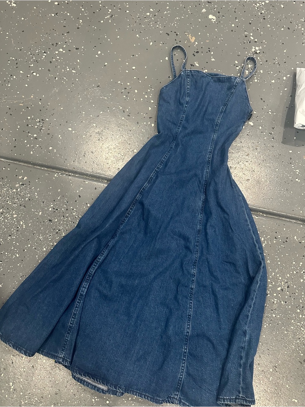 Zara Blue Denim Spaghetti Strap Midi Dress